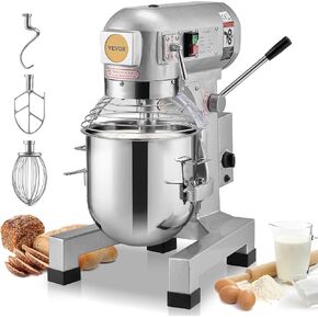 VEVOR Commercial Food Mixer 15Qt, Commercial Mixer with 3 Adjustable Speeds, 550W Dough Mixer,Commercial Stand Mixer with Stainless Steel Bowl