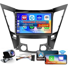 Roinvou 2+32G Android CarPlay Stereo لـ 2010-2014 Hyundai Sonata، شاشة تعمل باللمس مقاس 9 بوصات داخل لوحة القيادة ونظام تحديد المواقع العالمي (GPS) مع CarPlay لاسلكي مدمج يدعم Android Auto Mirror Link BT RDS AHD DSP