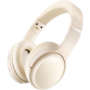SN-A2 Headphones Wireless Bluetooth with Mic, Lightweight On Ear Headset, Deep Bass, Bluetooth 5.3, 20+H Playtime, Portable Wired Headphones for School, Travel, Gym - Beige
