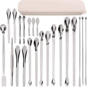 23Pcs Stainless Steel Lab Spatula Micro Scoop Set Including 22pcs 7cm 16cm 18cm 20cm 22cm Laboratory Tiny Mixing Spatula Scoop Measuring Spoon Long Sampling Spoon with 1Pair Gloves in Kuwait