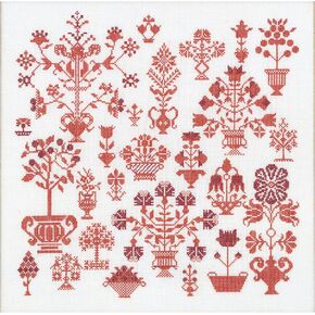 Thea Gouverneur - Counted Cross Stitch Kit - Antique Flower Sampler - Aida - 18 Count - for Adults - 2092A