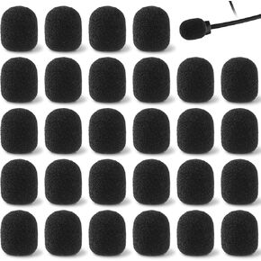 PAGOW 30 Pack Mini Foam Microphone Windscreens, High Density Mic Headset Cover, Lapel Microphone Windscreen for Lavalier Microphones Noise Reduction