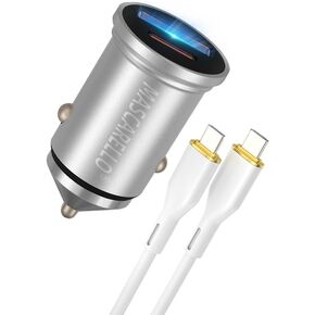 محول شاحن سيارة COMLZD USB C، ولاعة السجائر USB شاحن USB شاحن سريع، مع كابل شحن سريع من النوع C إلى C متوافق مع iPhone 14/13 Samsung Galaxy S23/22