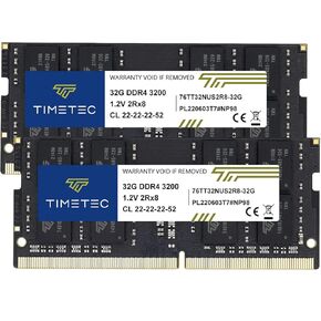 Timetec 64GB KIT(2x32GB) DDR4 3200MHz Compatible for Dell Gaming Laptops PC4-25600 Non-ECC Unbuffered 1.2V CL22 2Rx8 Dual Rank 260 Pin SODIMM Gaming Laptop Notebook PC Computer Memory RAM