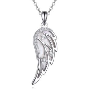 URONE Angel Wings Necklaces for Women Sterling Silver Fashion Angel Pendant Angel Jewelry Gift for Women Men Girls