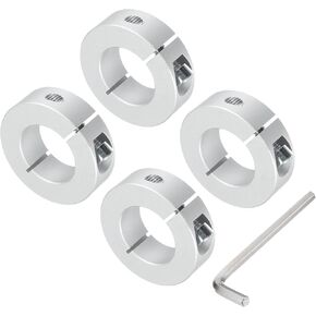 uxcell Single Split Shaft Collar Set for 28mm Shaft, One-Piece 4pcs Clamping Collars 50mm OD, 15mm Thickness, Aluminum Alloy Clamp-On Collar with M6 Set Screws and a Wrench