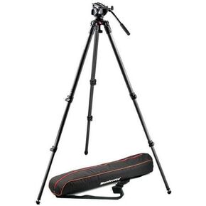Manfrotto MVH500AH, Lightweight Fluid Video Head with Flat Base, Sliding Plate for Rapid Camera Connection, Supports Multiple Tripods