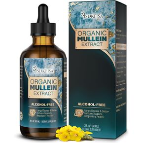 Mullein Drops for Lungs,Support Lung Cleanse/Detox & Respiratory Function for Healthy Breathing - Mullein Leaf Extract for Lungs-2 fl.oz
