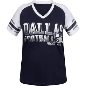 Womens Football Fans Athletic City Raglan T-Shirts - Navy & White