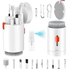 Tounee Keyboard Cleaner Kit, Electronics Cleaning Kit with Retractable Big Brush, Portable, 20 in 1 Multi-Tool Kit for Phones, Tablet, Computer, PC Monitor,TV Camera Lens with 2.5ml Mist Spray