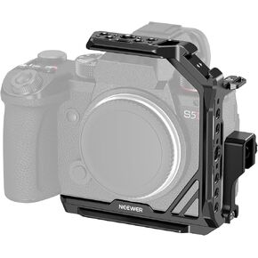 NEEWER G9 II S5 II Cage S5 IIX Cage with HDMI Cable Clamp, NATO Rail, Arca QR Base, 3/8" ARRI Locating Holes, Cold Shoes Compatible with Panasonic LUMIX S5 II/S5 IIX G9 II DJI RS2 RS3 Gimbal, CA020