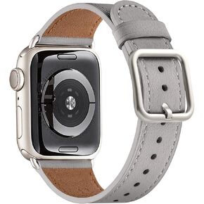 MNBVCXZ متوافق مع سوار ساعة Apple 38 مم 40 مم 41 مم 42 مم 44 مم 45 مم 49 مم النساء الرجال الفتيات الأولاد حزام بديل من الجلد الطبيعي لسلسلة iWatch 8 7 6 5 4 3 2 1 Ultra SE (الرمال الوردية/الذهب الوردي)