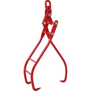 Log Lifting Tongs 28'', 3 Claws Hook Skidding Tongs Heavy Duty Felled Grapple Timber Claw Logging Grabber for Logging Forestry Grappling Firewood Fire Log Red 28''