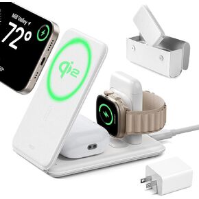 ESR 3 in 1 Charger for Magsafe, Travel Charger Stand for Magsafe, Made for Apple Watch Certified, Foldable Charging Station Compatible with Magsafe and iPhone 15/14/13/12, AirPods Pro, Black