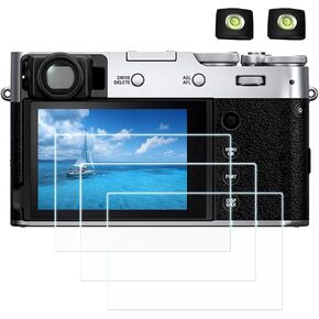 PCTC X100V X-T4 Screen Protector for Fujifilm X100V X-T4 Fuji XT4 X-100V, 0.3mm High Definition 9H Hardness Tempered Glass Cover, Easy to Install Against Bubble [3Pack]