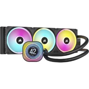 CORSAIR iCUE Link H170i LCD Liquid CPU Cooler - 420mm AIO - QX140 RGB Fans - 2.1" IPS LCD Screen - Fits Intel LGA 1700, AMD AM5 - iCUE Link System Hub Included - Black