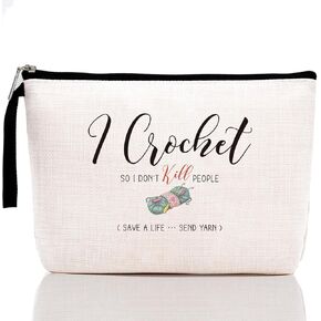 Funny Gifts for Crocheting Gifts Christmas Birthday Gifts Humorous Novelty Present for Knitting and Crochet Beginner Crochet Lovers Knitting Bag – I Crochet Save a Life Send Yarn, Crochet Makeup Bag