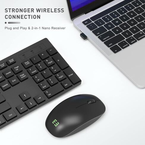 seenda Wireless Keyboard and Mouse Set, 2.4GHz USB Keyboard and Mouse Combo Full Size US Layout, with Number Pad, for Windows XP/7/8/10/11, MacBook, PCs, Laptops, Black in Saudi Arabia