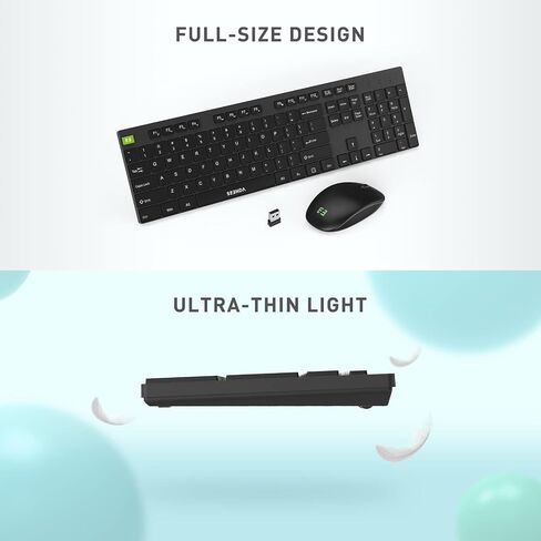 seenda Wireless Keyboard and Mouse Set, 2.4GHz USB Keyboard and Mouse Combo Full Size US Layout, with Number Pad, for Windows XP/7/8/10/11, MacBook, PCs, Laptops, Black in Saudi Arabia