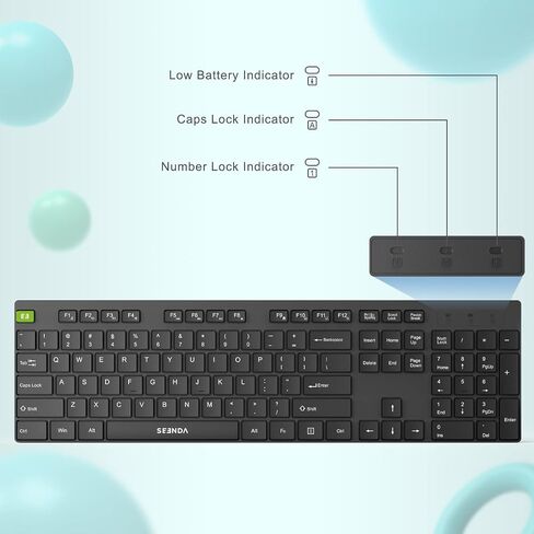 seenda Wireless Keyboard and Mouse Set, 2.4GHz USB Keyboard and Mouse Combo Full Size US Layout, with Number Pad, for Windows XP/7/8/10/11, MacBook, PCs, Laptops, Black in Saudi Arabia