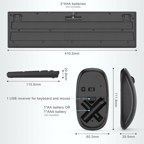 seenda Wireless Keyboard and Mouse Set, 2.4GHz USB Keyboard and Mouse Combo Full Size US Layout, with Number Pad, for Windows XP/7/8/10/11, MacBook, PCs, Laptops, Black in Saudi Arabia