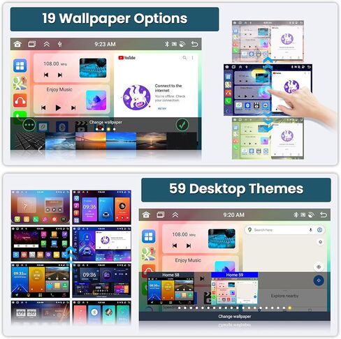 Roinvou 2+32G Android CarPlay Stereo لـ 2010-2014 Hyundai Sonata، شاشة تعمل باللمس مقاس 9 بوصات داخل لوحة القيادة ونظام تحديد المواقع العالمي (GPS) مع CarPlay لاسلكي مدمج يدعم Android Auto Mirror Link BT RDS AHD DSP in Kuwait