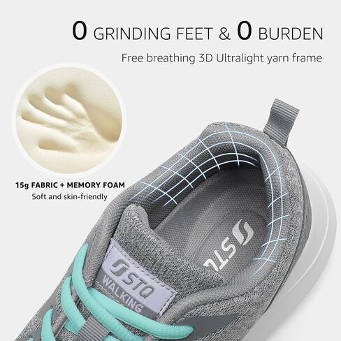 STQ Womens Lightweight Water Resistant Walking Shoes with Arch Support | Cushioned Absorbing Sole, Low Arch Support, Lightweight, For Work, Hiking, Travel, and Casual Wear in Saudi Arabia
