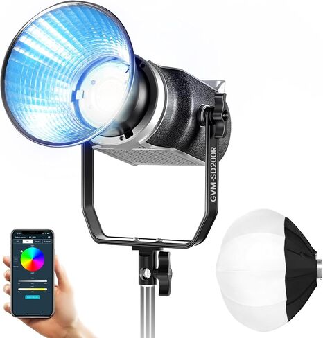 GVM RGB Video Light Kit, 200W Bi-Color Led Video Lighting with DMX Bowens Mount Softbox & Stand, Studio Light for Photography Shooting with COB Lamp Bead, 8 Lighting Effects, 2700K~7500K CRI 97+ in Saudi Arabia