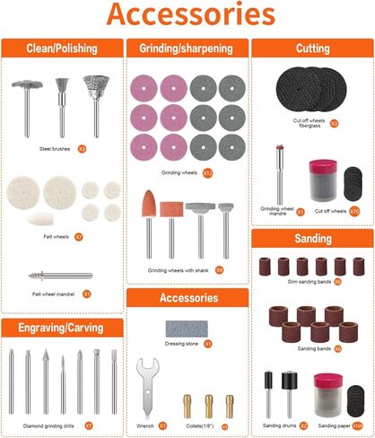 أداة دوارة صغيرة من هارديل 18 فولت، أداة دوارة سلكية، 5 سرعات، مجموعة أدوات دوارة متعددة الأغراض مع 64 ملحقًا للنقش والحفر والصنفرة والطحن والتلميع والنحت والحفر والحرف اليدوية in Kuwait