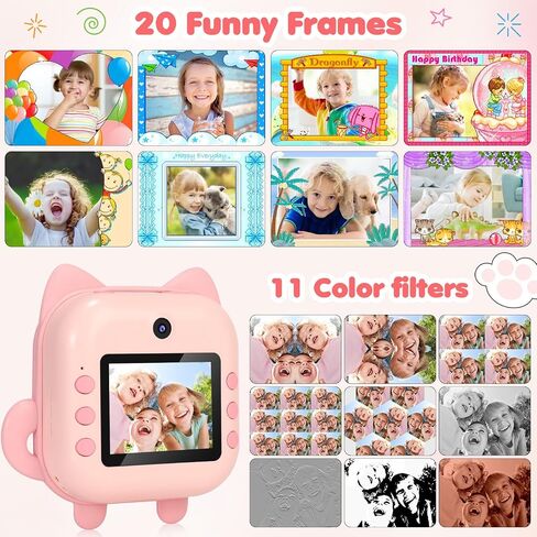 Instant Print Camera for Kids,Upgraded 2.4 Inch Screen Instant Kids Digital Camera Toys with 32GB 1080P Video Recorder with 3 Paper Rolls,Birthday Xmas Gift for 3-14 Year Old Girls Boys in Saudi Arabia