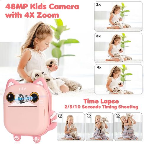 Instant Print Camera for Kids,Upgraded 2.4 Inch Screen Instant Kids Digital Camera Toys with 32GB 1080P Video Recorder with 3 Paper Rolls,Birthday Xmas Gift for 3-14 Year Old Girls Boys in Saudi Arabia