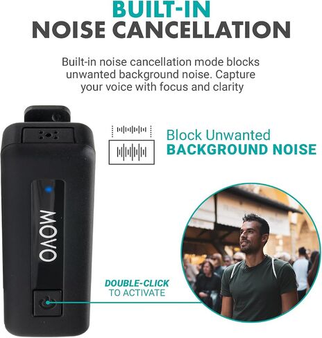 Movo Wireless Mini USB-C Wireless Microphone for iPhone 15 - iPhone 15 Microphone Compatible with iPhone 15 Pro Max - 10HR Battery Life, 164ft Range in Kuwait