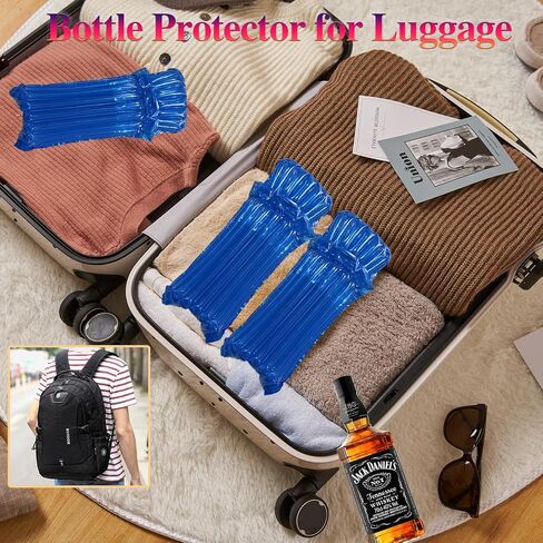 Wine Travel Bags for wine Bottles Airplane,Blue Wine Protector for Luggage,8 Packs Reusable Inflatable Wine Shipping Sleeves in Saudi Arabia
