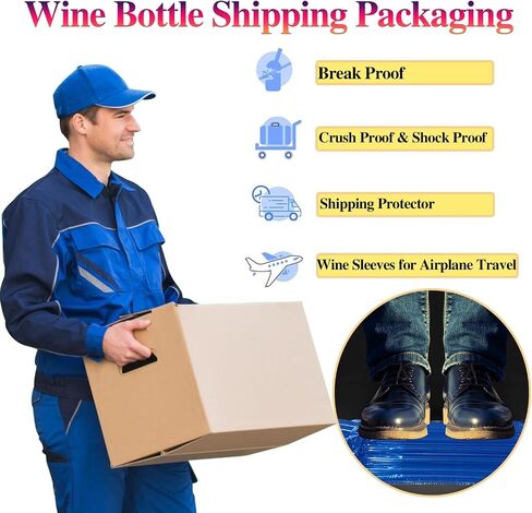Wine Travel Bags for wine Bottles Airplane,Blue Wine Protector for Luggage,8 Packs Reusable Inflatable Wine Shipping Sleeves in Saudi Arabia