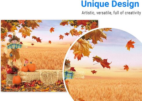 Funnytree 7X5FT سقوط خلفية الخريف اليقطين الحصاد عيد الشكر القش أوراق القيقب خلفية استحمام الطفل حفلة عيد ميلاد ديكور صورة استوديو فوتوبوث التصوير الدعائم هدية لوازم الأصفر in Kuwait