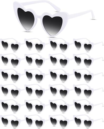 24 Pairs Black Bachelorette Sunglasses Heart Sunglasses Retro Heart Shaped Eyewear Vintage Cat Style Glasses for Women Girls Bridesmaid Wedding Bachelorette Party in Kuwait