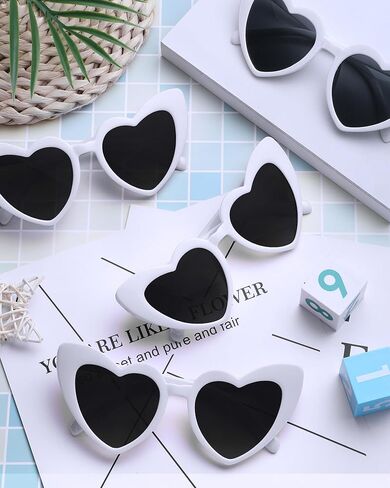24 Pairs Black Bachelorette Sunglasses Heart Sunglasses Retro Heart Shaped Eyewear Vintage Cat Style Glasses for Women Girls Bridesmaid Wedding Bachelorette Party in Kuwait