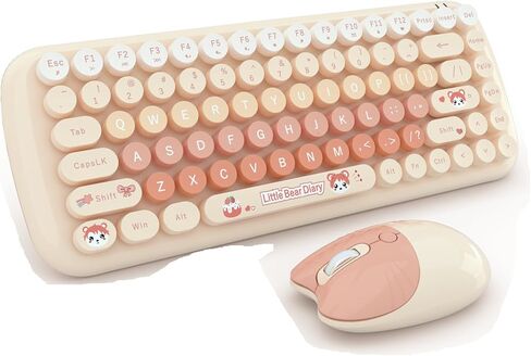 Mofii Wireless Keyboard and Mouse Combo,2.4G USB Multi-Color Cute Full Size Keyboard and Optical Mice Set for Computer Desktop PC Laptop (Pink-Mixed)…… in Kuwait