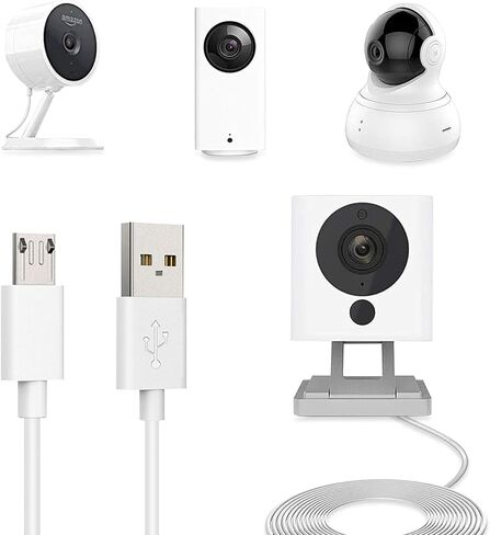 Jeasun 19ft ذكر إلى أنثى كابل تمديد الطاقة USB الصغير - سلك بديل مثالي لتشغيل كاميرات الأمان الخاصة بك، لوحة الطاقة الشمسية Ring Stick Up - أبيض in Saudi Arabia