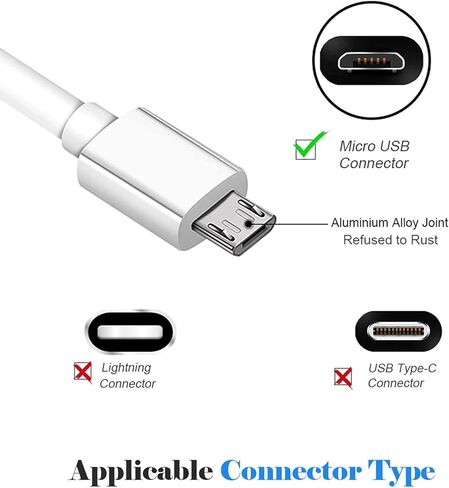 Jeasun 19ft ذكر إلى أنثى كابل تمديد الطاقة USB الصغير - سلك بديل مثالي لتشغيل كاميرات الأمان الخاصة بك، لوحة الطاقة الشمسية Ring Stick Up - أبيض in Saudi Arabia