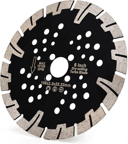 6" Diamond Turbo Saw Blade Granite Blade with Coolling Holes for Stone Concrete Brick Porcelian Tile (6") in Saudi Arabia