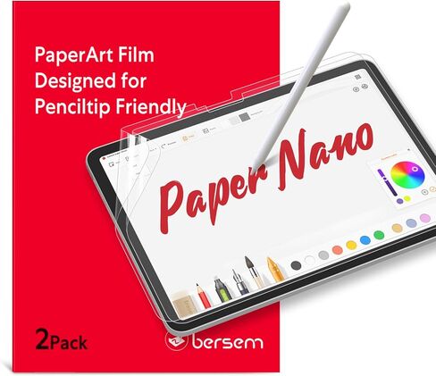 Bersem [عبوة من قطعتين من واقي الشاشة Paperfeel متوافق مع iPad الجيل العاشر 10.9 بوصة (2022)، فيلم PET غير لامع للرسم، مضاد للوهج، معرف الوجه، متوافق مع قلم Apple in Kuwait