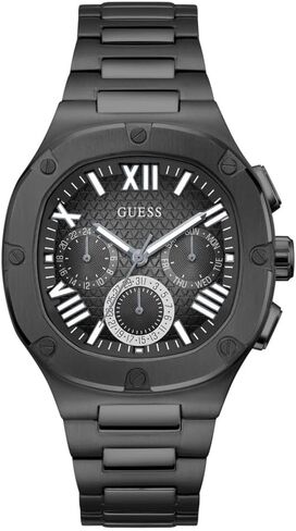 GUESS Men's 42mm Watch - Black Strap Gunmetal Dial Silver Tone Case in Saudi Arabia