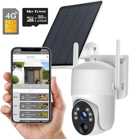 كاميرا أمان تعمل بالطاقة الشمسية 2K في الهواء الطلق، واي فاي لاسلكي PTZ عموم إمالة 360 درجة، كشف الحركة بالذكاء الاصطناعي وصفارة الإنذار، رؤية ليلية ملونة/الأشعة تحت الحمراء، محادثة ثنائية الاتجاه، Amazon Cloud/بطاقة SD صغيرة 64 جيجا مجانية (راوتر واي فاي in Kuwait
