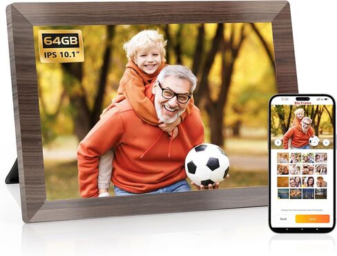 HAOVM 10.1 بوصة إطار صورة رقمي واي فاي ذكي، شاشة لمس IPS عالية الدقة 1280 × 800، تخزين كبير 64 جيجابايت، ذاكرة الوصول العشوائي 2 جيجابايت، تحميل إطار صور رقمي واي فاي من الهاتف، مستشعر الحركة، تدوير تلقائي، قابل للتركيب على الحائط، هدية للأم in Saudi Arabia
