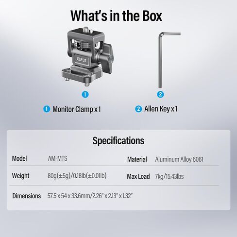 SIRUI Camera Monitor Mount with Cold Shoe, Swivel 360°and Tilt 180°Adjustable DSLR Field Monitor Mount, Compatible with 5" and 7" Monitor, MAX Load 7.72lb, SC-MC in Kuwait