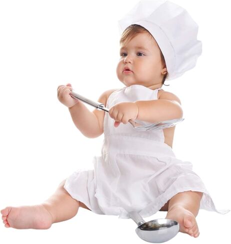 KHC-KHF Newborn Baby Photography Prop Baby Chef Outfits Chef Hat Apron Set Infant Baby Chef Costume Newborn Photography Outfits Boy Toddler Chef Hat And Apron in Saudi Arabia