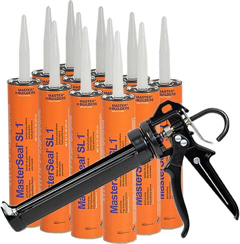 MasterSeal SL1 Limestone Self Leveling Concrete Sealant, 10.1oz. One Component, Elastomeric Polyurethane for Expansion Joints in Concrete Walls and Floors. Pack of 12 with Bonus AWF PRO Gloves in Saudi Arabia