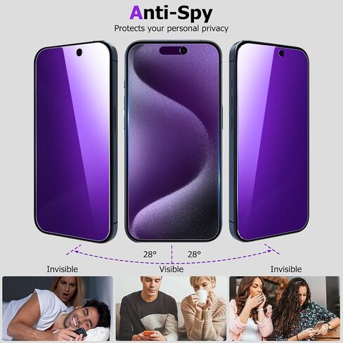 2 Pack Privacy Screen Protector for iPhone 11 with 2 Pack Camera Lens Protector, Anti Spy 9H Hardness Tempered Glass Film, Bubble Free Easy Installation 6.1 Inch [2+2 Pack] in Kuwait