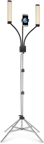 مجموعة إضاءة LED المحمولة GLAMCOR Multimedia X | التحكم عن بعد 2700 كلفن - 5600 كلفن درجة حرارة اللون | حامل الهاتف الذكي مع خاصية التحكم في السيلفي (أبيض/فضي) in Kuwait